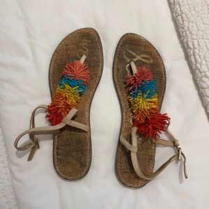 Sam Edelman Multicolor Pom Pom Sandals